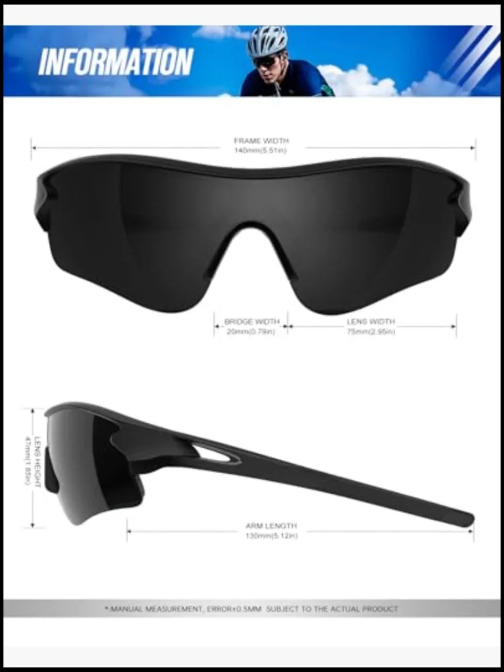 Polarized Sports Sunglasses with UV400 Protection for Running Golf Fishing